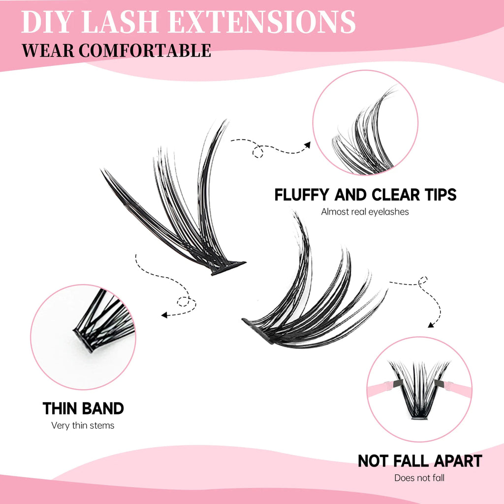 DIY Lashes Extension Kit Lash Bond and Seal Remover Eyelashes 200 PCS - Shemen Beauty