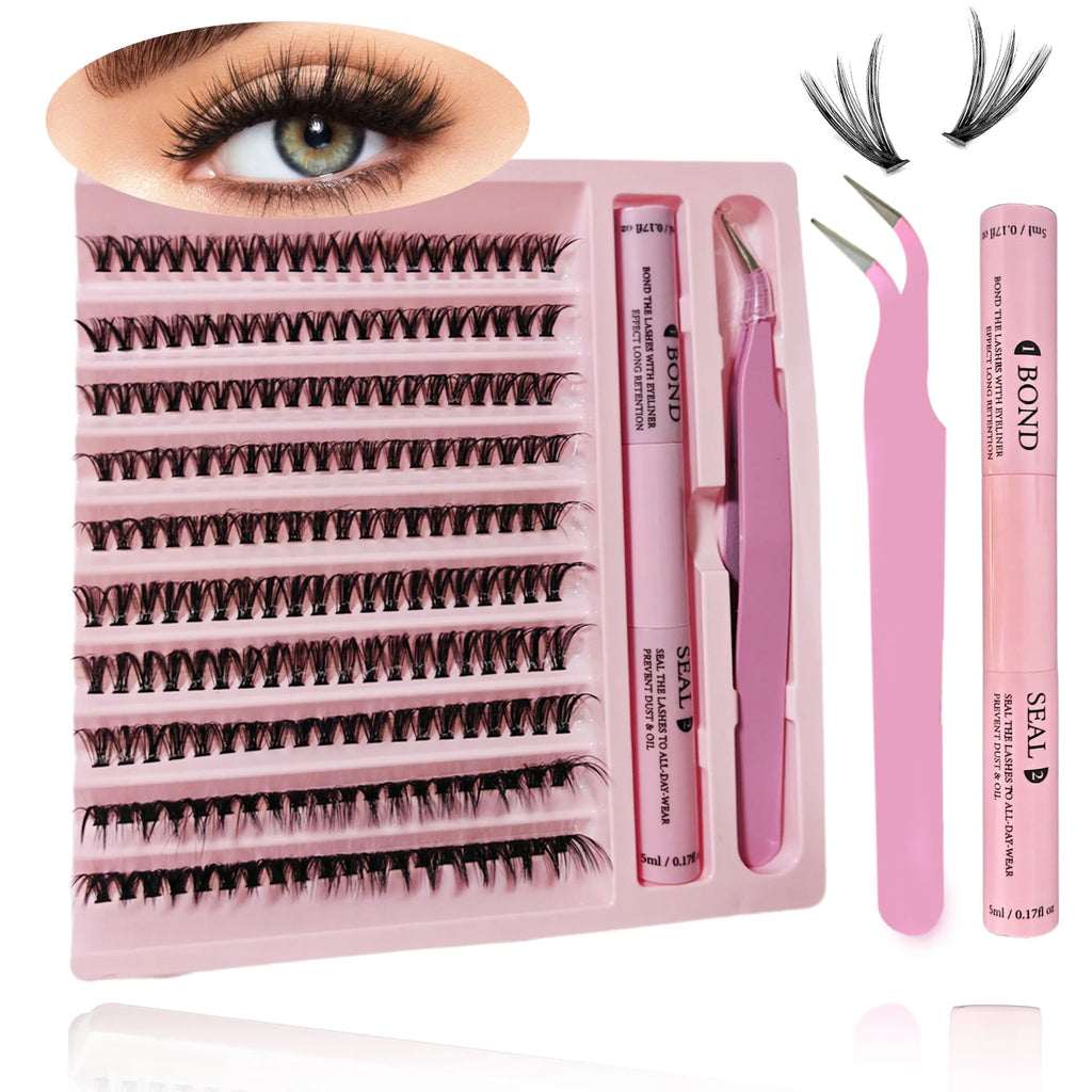 DIY Lashes Extension Kit Lash Bond and Seal Remover Eyelashes 200 PCS - Shemen Beauty