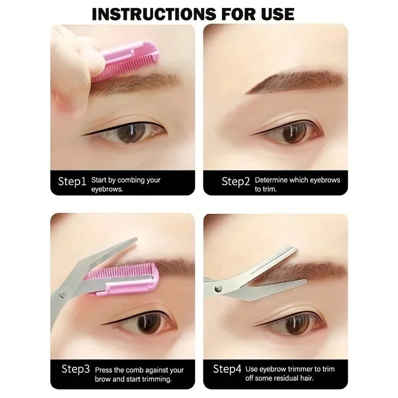 Eyebrow Trimmer, Stainless Steel Eyebrow Scissors With Comb, Eyebrow - Shemen Beauty