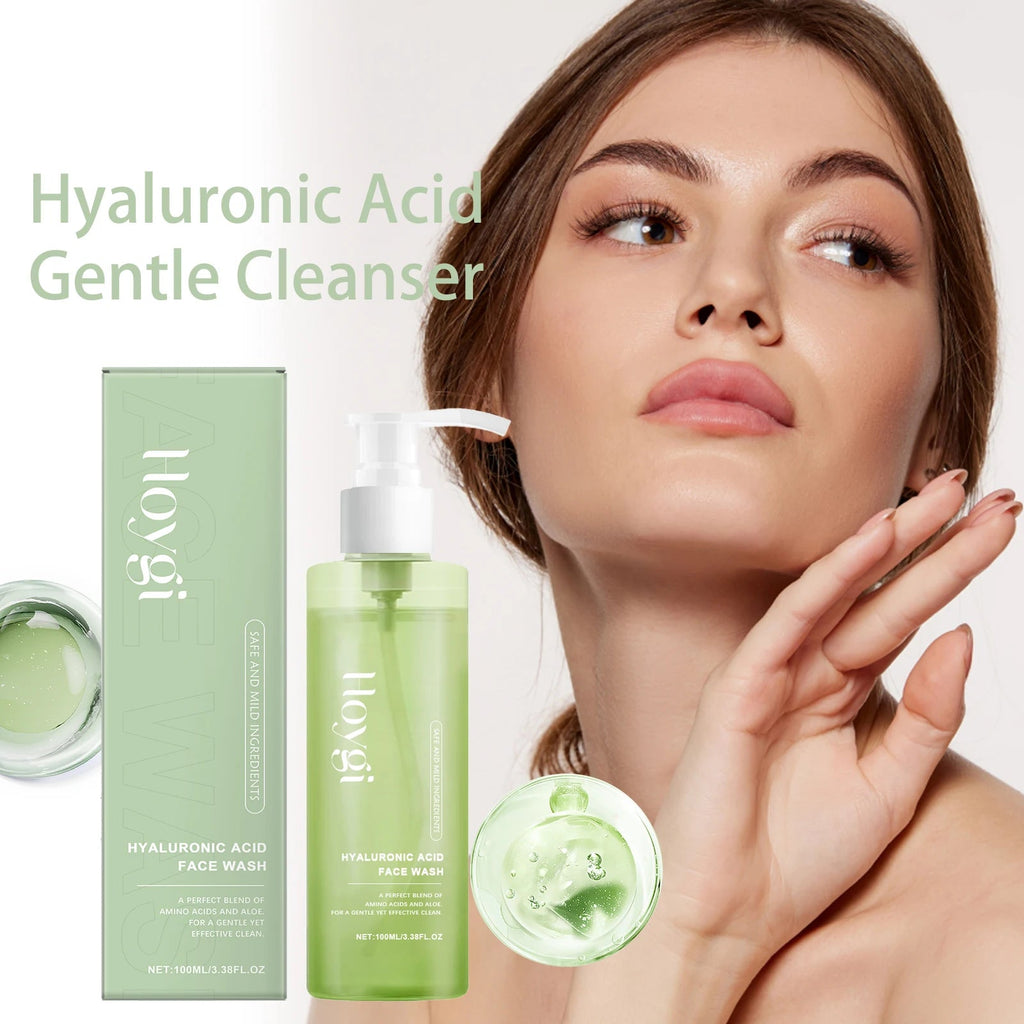 Hyaluronic Acid Face Cleanser Gel for Sensitive Skin Deep Pore Cleansing Makeup Remover Moisturizing Non Drying Formula 100ml - Shemen Beauty