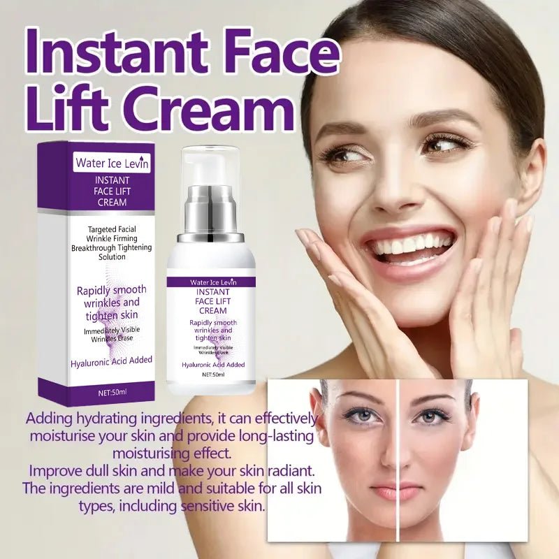 Instant face lift cream with hyaluronic acid for wrinkles. Firming solution. - Shemen Beauty