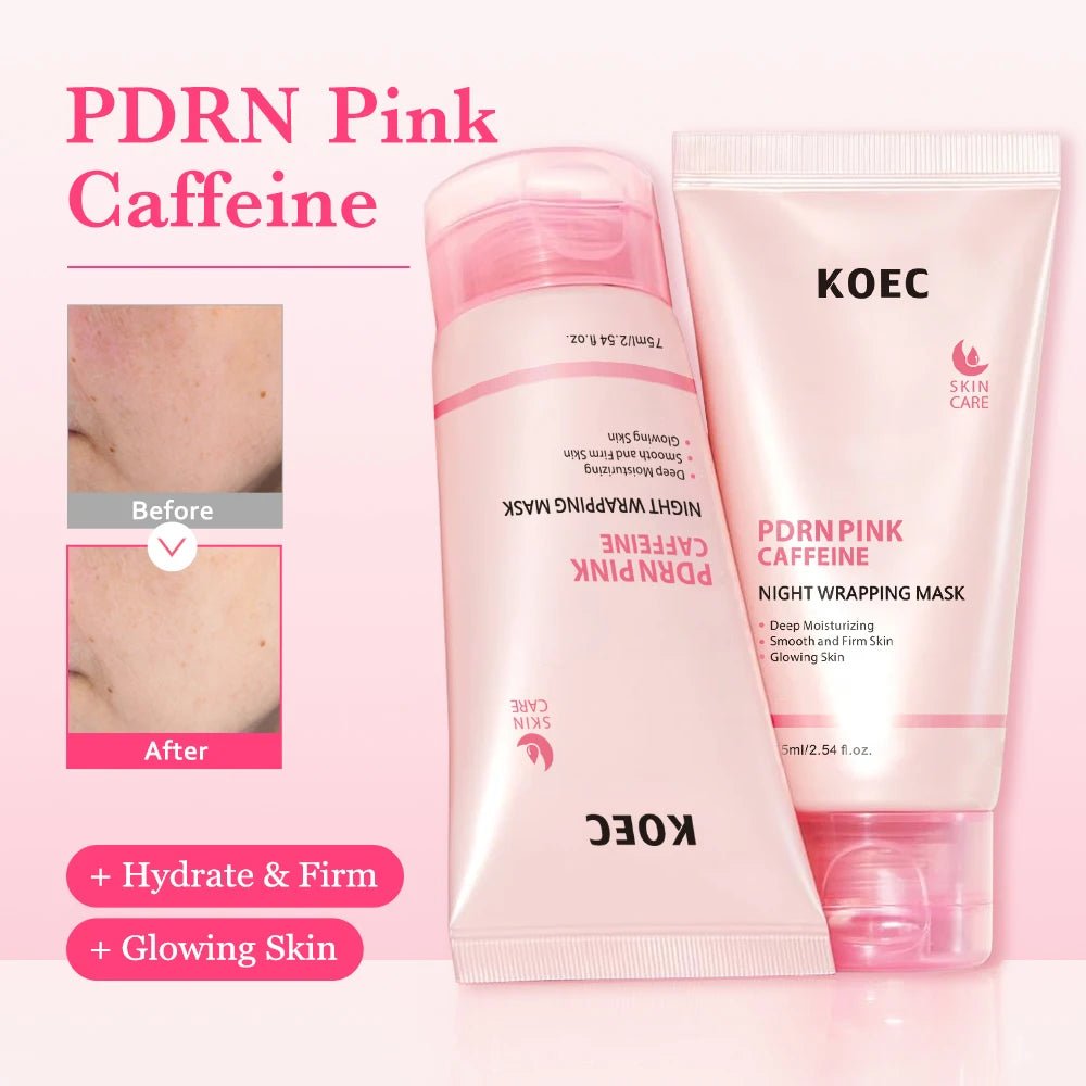 KOEC PDRN Caffeine Overnight Wrapping Peel Off Collagen Facial Mask, Firming & Hydration, for Refined, Glass Skin, Glowing Skin - Shemen Beauty