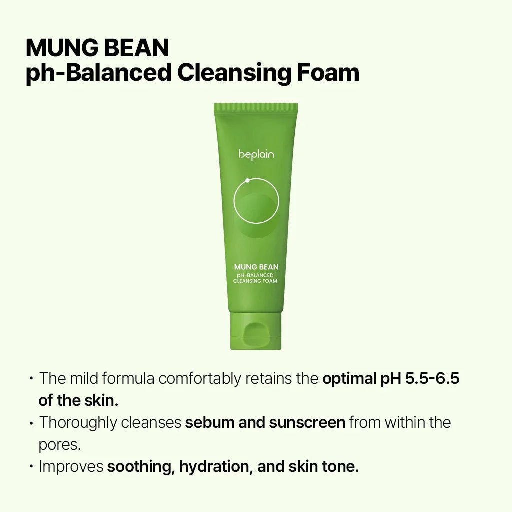 Korean Beplain Mung Bean Pore Serum,Deep Pore Cleansing Foam,Makeup Remover Oil and Clay Mask Facail Firming Skin Care Products - Shemen Beauty