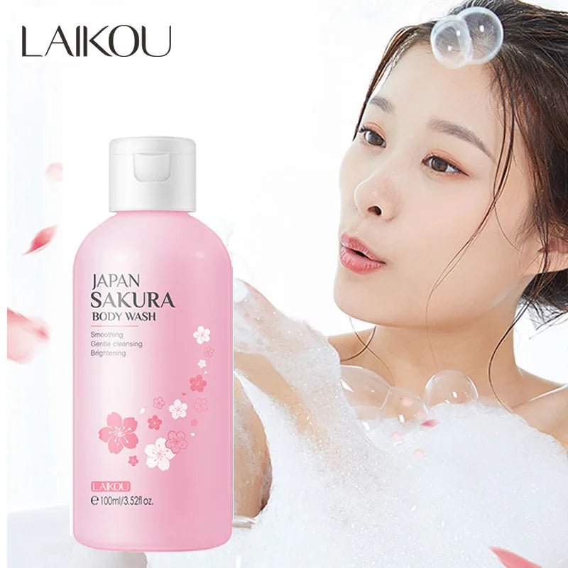 LAIKOU Sakura Shower Gel Long Moisturizing Smooth Long Lasting Fragrance Gentle Foam Body Cleansing Bath Product 100ml - Shemen Beauty