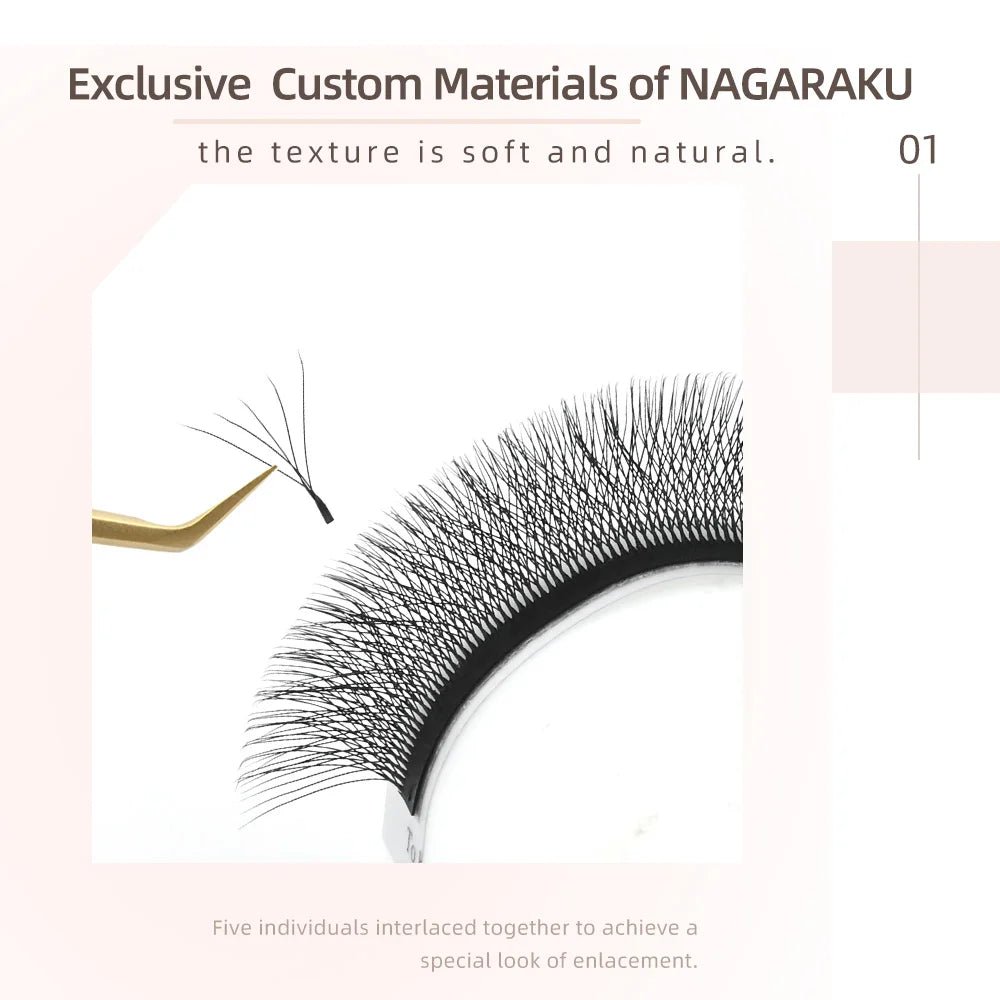 NAGARAKU 5D W Shape Big Bundle Eyelash Extension Mega Volume Premade - Shemen Beauty