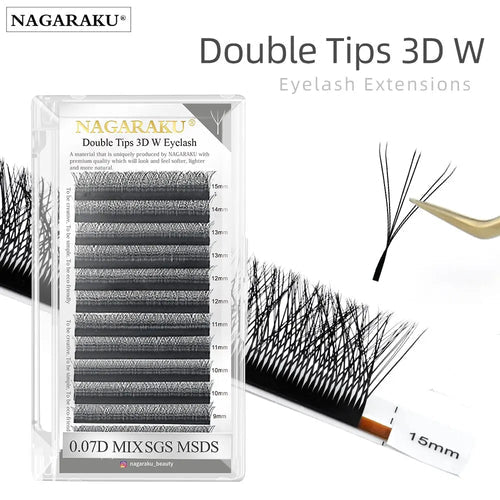 NAGARAKU Double Tips 3D W Eyelashe Extensions Automatic Flowering - Shemen Beauty
