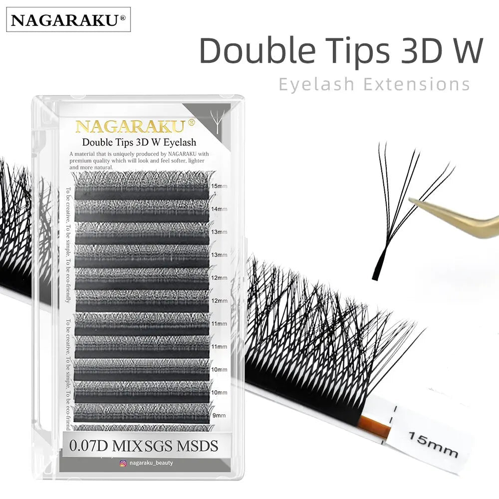 NAGARAKU Double Tips 3D W Eyelashe Extensions Automatic Flowering - Shemen Beauty