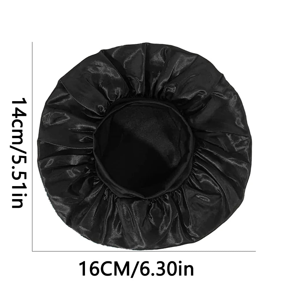 Newly Satin Night Hair Cap Women's Solid Sleeping Hat Sleep Care - Shemen Beauty