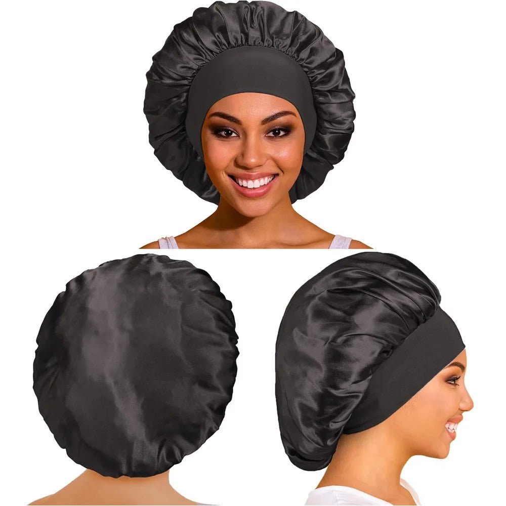 Newly Satin Night Hair Cap Women's Solid Sleeping Hat Sleep Care - Shemen Beauty