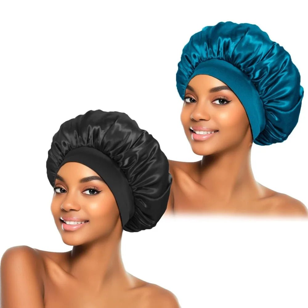 Newly Satin Night Hair Cap Women's Solid Sleeping Hat Sleep Care - Shemen Beauty