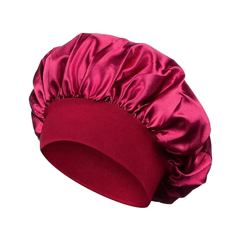 Newly Satin Night Hair Cap Women's Solid Sleeping Hat Sleep Care - Shemen Beauty