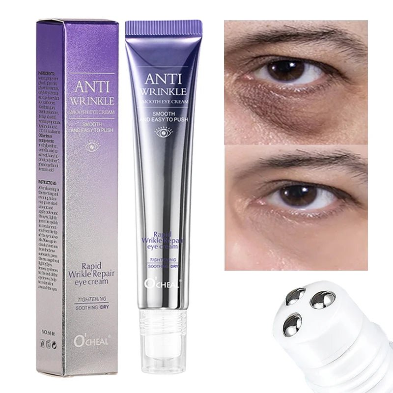 O'CHEAL Anti Wrinkle Anti Dark Circle Eye Cream Roller Massager Moisturizing Eye Bags Anti Aging Hyaluronic Acid Eye Skin Care - Shemen Beauty