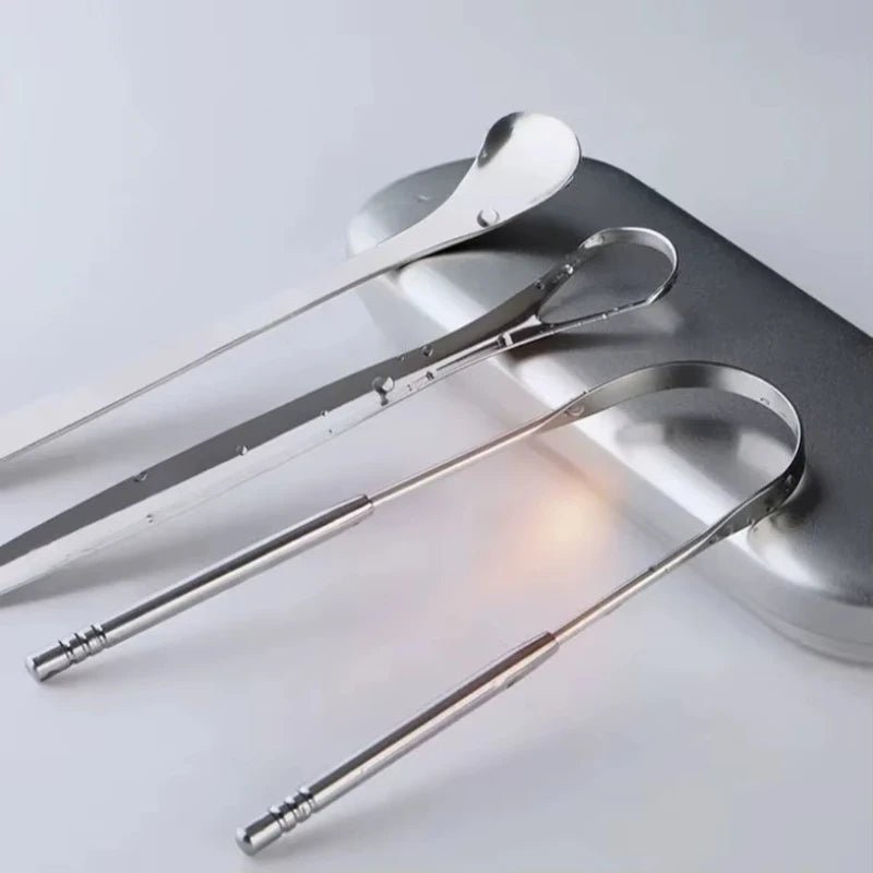 Premium 1pcs/3pcs Metal Tongue Scraper Cleaner for Adults & Kids, - Shemen Beauty