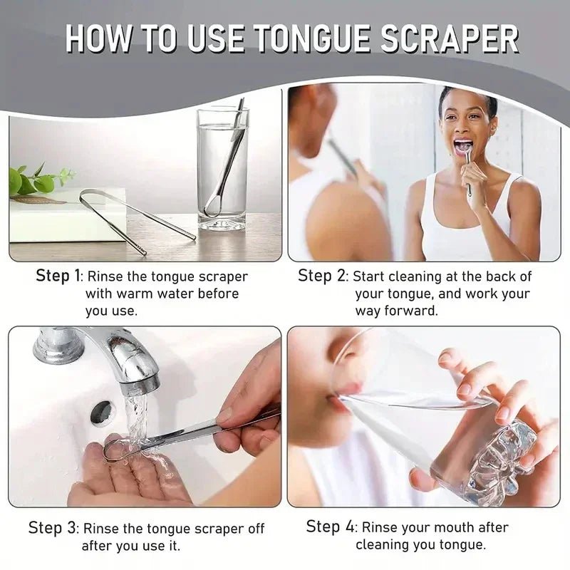 Premium 1pcs/3pcs Metal Tongue Scraper Cleaner for Adults & Kids, - Shemen Beauty