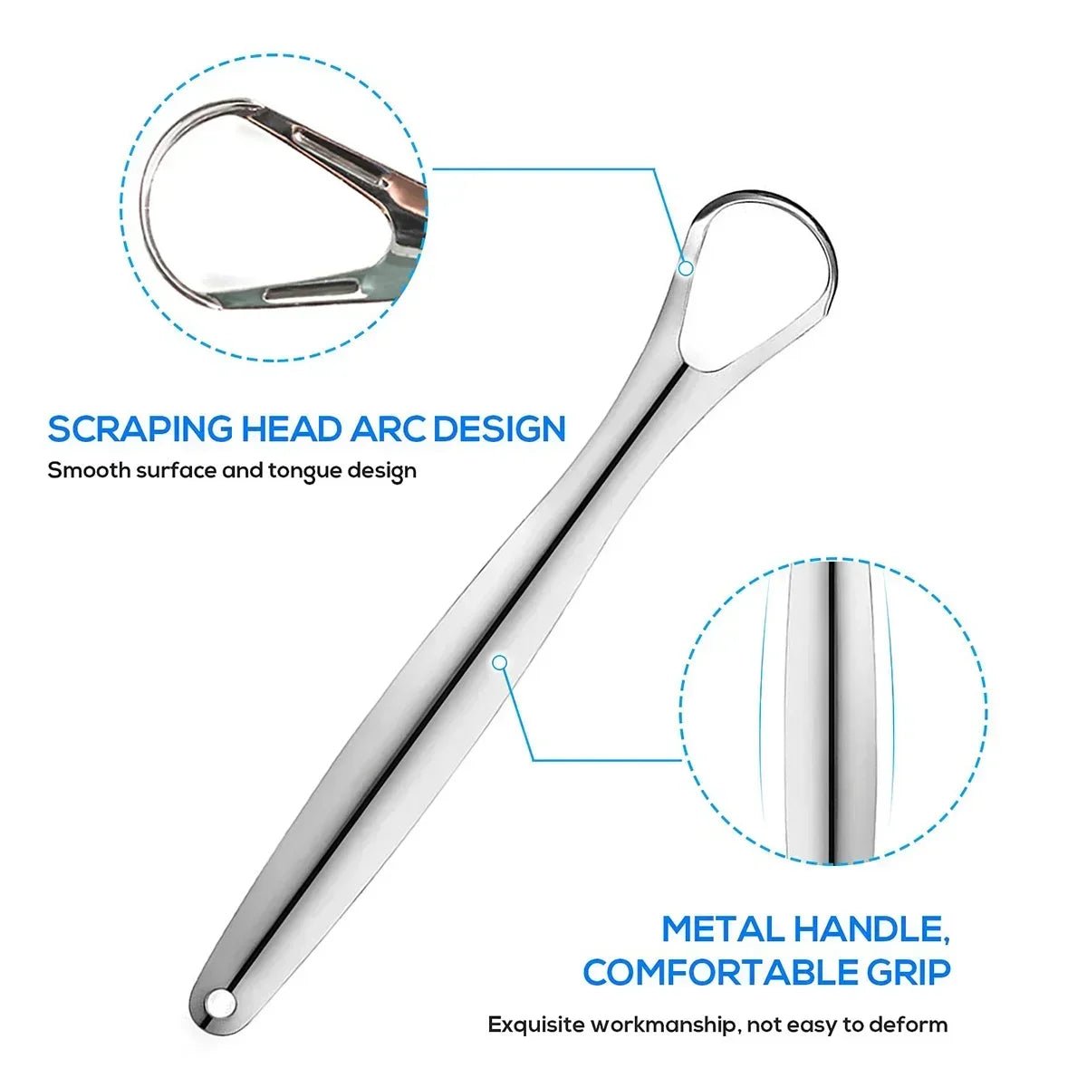Premium 1pcs/3pcs Metal Tongue Scraper Cleaner for Adults & Kids, - Shemen Beauty