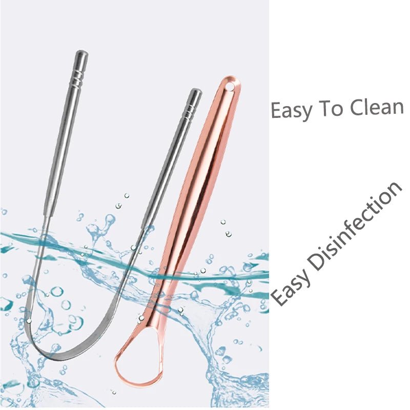 Stainless Steel Tongue Scraper Cleaner Fresh Breath Cleaning Coated - Shemen Beauty