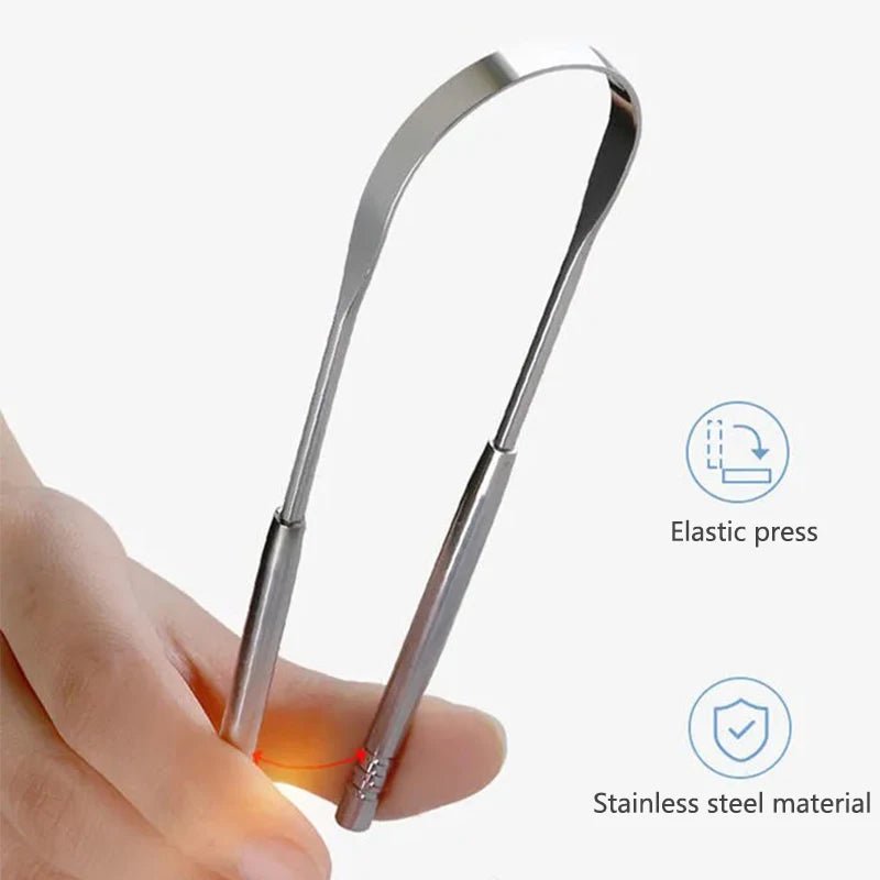 Stainless Steel Tongue Scraper Cleaner Fresh Breath Cleaning Coated - Shemen Beauty