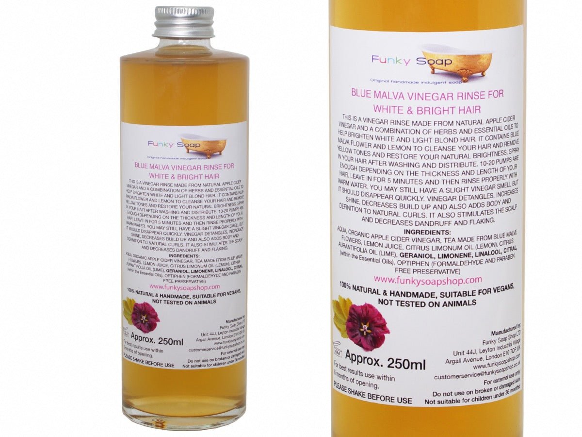 Vinegar Rinse, White Hair, Natural/Handmade, Glass Bottle, 250ml - Shemen Beauty