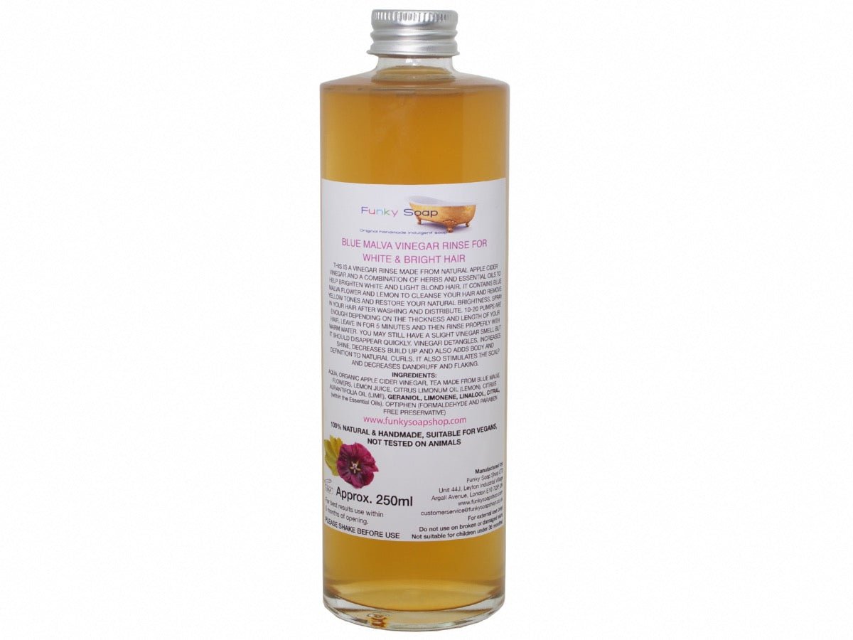 Vinegar Rinse, White Hair, Natural/Handmade, Glass Bottle, 250ml - Shemen Beauty