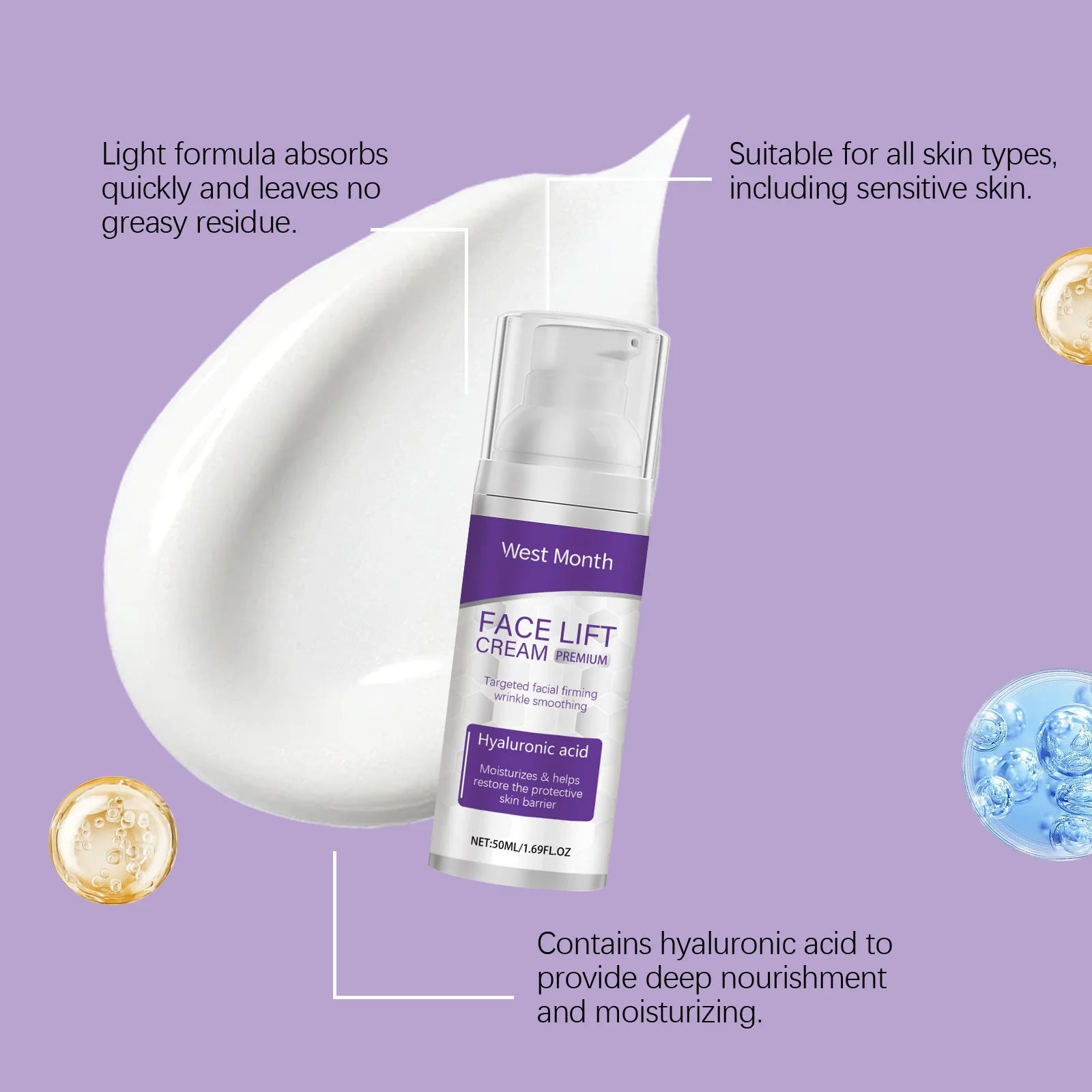 West&Month Firming Face Cream - Mild Moisturizing, Hydrating & Softening Formula - Tighten Skin & Restore Youthful Radiance - Shemen Beauty