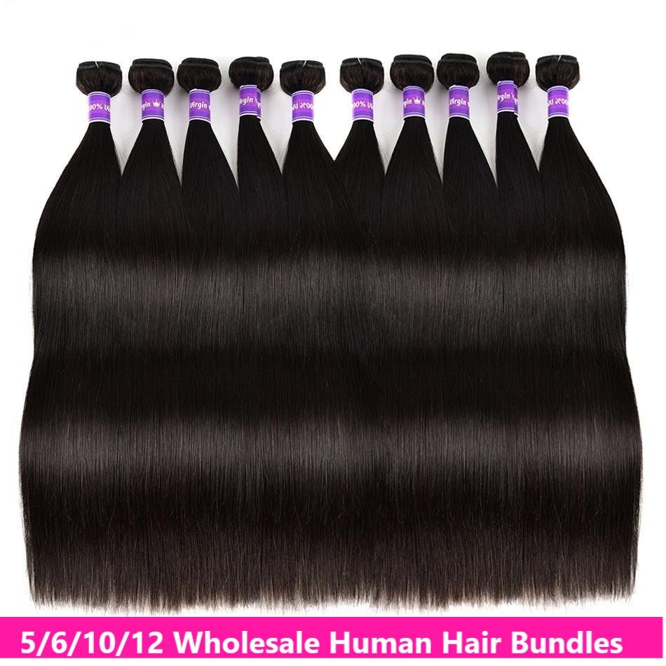 Wholesale 5/6/10/12 Bundles Brazilian Straight Hair 10A Grade Human Ha - Shemen Beauty